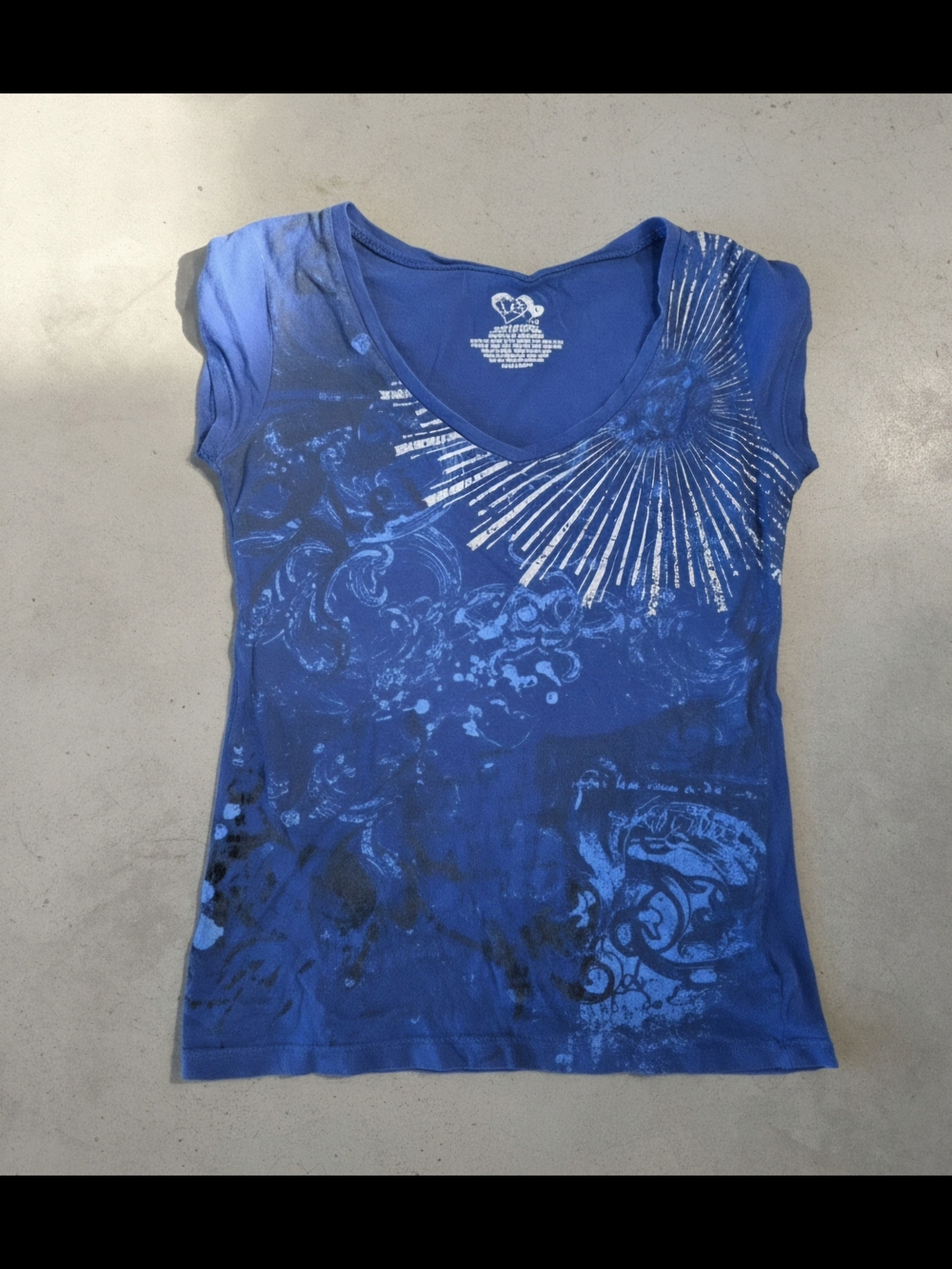 Vintage Lei Fairy Grunge Y2k Deep Neckline Graphic Tee Size M